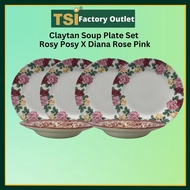 CLAYTAN BASIC SOUP PLATE SET - POSY ROSY x DIANA ROSE PINK Ceramic Plate Pinggan Makan Seramik Kaca