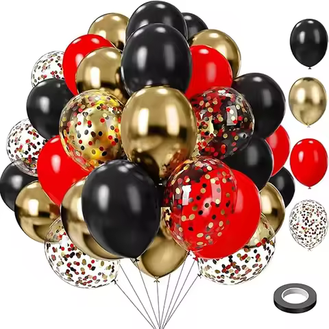 76-77Pcs Red Black, Green Gold, Red Blue, White Balloon Set, Used For Birthdays, Weddings, Baptism, 