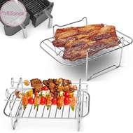 Trillionca Air Fryer Rack Double Basket Air Fryers Stainless Steel Grill Holder Air Fryer Accessories Cooking Rack Toast Rack For Oven SG
