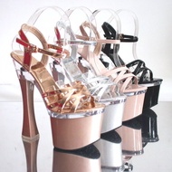 K1702 Imported women's shoes high heels 17cm big chunky strappy heels 17cm shoes