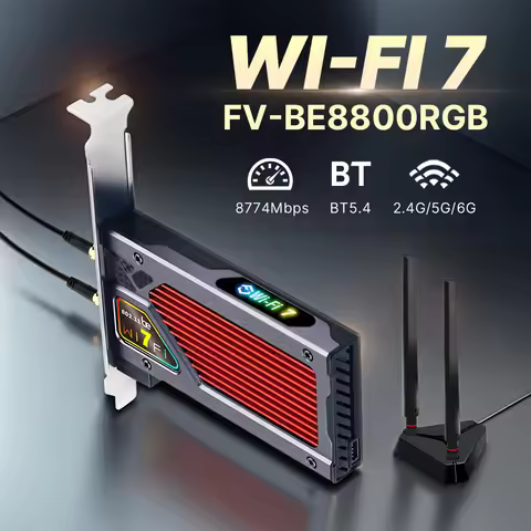 WiFi 7 BE8800RGB PCIE Wireless Network Card BT5.4 8774Mbps Tri-band 2.4G/5G/6GHz for Desktop PC with