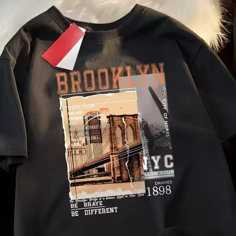 Brooklyn New York Urban Street View Women Tshirts Anime Summer Creativity Tops Pattern Breathable Cl