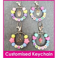 Owl Lollipop / Customised Cartoon Ring Name Keychain / Bag Tag / Christmas Gift Ideas / Present / Birthday Goodie Bag