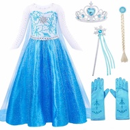 Children's Princess Costume Children's Princess Dress/ Elsa Costume/ Children's Dress/ - Elsa biru, 