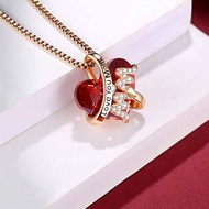 Gift Jewelry Blue Day Heart Birthday Christmas Crystal Shape Necklace Luxury Pendant "Mom"
