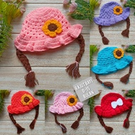 Baby Braided Hat / Baby Girl Beanie / Children's Knitted Beanie / Braided Hair Beanie