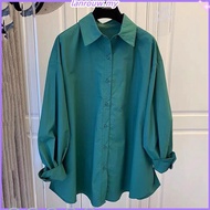 Ready Stock Baju Raya 2023 Long-Sleeve Shirt Women's New Korean Style Loose Fit Slimming Shirt Casua