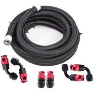 Black nylon stainless steel braided fuel oil hose& fitting 3/8 6an an8 8an ptfe fuel hose line kit w