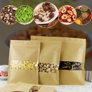 100pcs Flat Kraft Paper Bags For Gift Bag Wedding/Candy/Party/Food Window Not Stand Up Kraft Paper Bag With Zipper Packing Bags