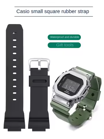 Silicone Watch Strap, Adapts GM DW 5600 Rubber Cube, S5600 to Replace the Original Convex, 16mm