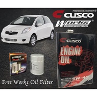 TOYOTA YARIS 2008-2012 CUSCO JAPAN FULLY SYNTHETIC ENGINE OIL 5W40 SN/CF ACEA FREE WORKS ENGINEERING OIL FILTER