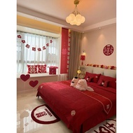 Use 2025 Chinese New Style Four-Piece Quilt Bed 100 Pieces Wedding Wedding Red Quilt Cover Happy Pur