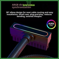QQ* 90 Degree Angled Extension Cable 24PIN ARGB Connection Computer Power Cable ARGB Sync Motherboar