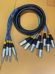 สายTRS4หัว-XLRผู้8หัวทำจากสายมัลติคอร์8คอร์ของdynacomหัวของlidgeทั้งชุด