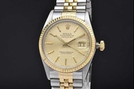 勞力士 16013 蠔式恆動 Datejust 男士 SS/YG Automata Champagne Tapestry 錶盤 1986