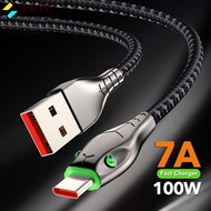 SUYO USB Type A To Type C Cable, 7A Braided Type C Fast Charger Cable, Durable with Green Light 2M/ 