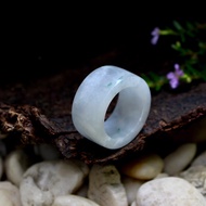White Jade Ring With Green Dots Glass Material Pipe Shape Size 66 mm.