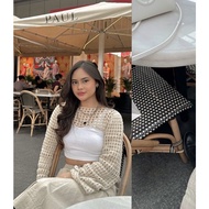 Moon LONG SLEEVE CROP TOP CROCHET HAND MADE 2YK STYLE