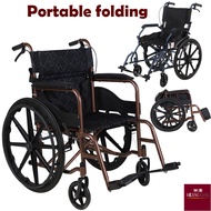 Foldable portable wheelchair solid wheel trolley for the elderly household portable travel shock absorbing walking vehicle