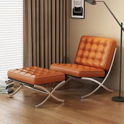 Vintage Barcelona Leather Armchair for Cozy Living Room or Bedroom Lounge Elegant Barcelona Single S