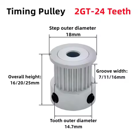 24Teeth 2GT Timing Pulley Bore 5/6/6.35/8mm 24T Pulley for 2M Belt Width 6/10mm 24 Teeth K-Type GT2 