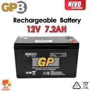 GP 12V 7.2AH Maintenance Free Rechargeable Sealed Lead Acid Battery  (ALARM BATTERY AND AUTOGATE BATTERY)
