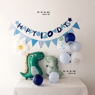 Ins Blue Style Baby 4 Months Balloon Decoration 120 Days Layout Photo Props Pull Flag happy120days