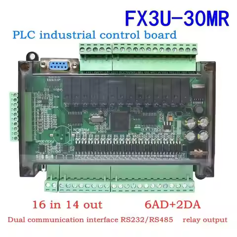 PLC industrial control board simple programmable controller FX3U-30MR supports RS232/RS485 communica