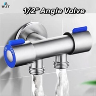 WJT Angle Valve 2 Way 1 2 Two Way Angle Valve  304 Stainless Steel with Ring Cover for Faucet Toilet Set