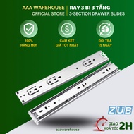 [ZUB 3-ball] 1 bag 3-Tier Sliding Rail for Drawer Drawer - 3-Tier Ball Rail (WHITE/BLACK)