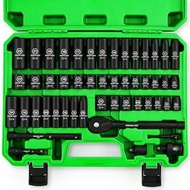 SWANLAKE 3/8'' Drive Impact Socket Set, 50-Piece Standard SAE (5/16 to 3/4 inch) and Metric (8-22mm)