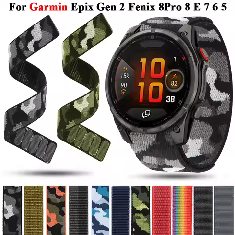 22 26mm Loop Nylon Strap For Garmin Fenix 8pro 8 E 7X 7 6X 6 Pro 5X 5 Plus 3 3HR Smart Watch Watchba