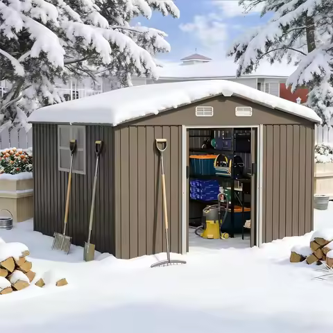10ft X 8ft Outdoor Storage Shed, Lockable Metal Tool Shed with Sliding Door and Vents