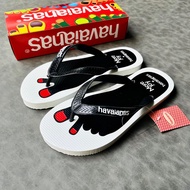 Havanas men's flip-flops, new model, black and white, red nails, stylish fashion.