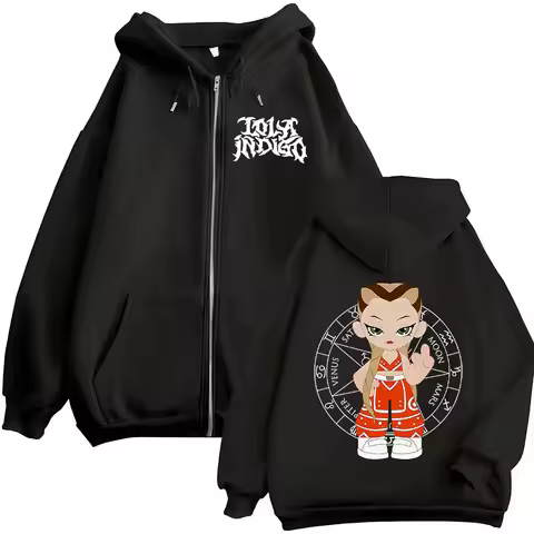 Singer Lola Indigo Tour 2025 Merch Zipper Hoody Men Women Vintage Oversized Zip Up Sweatshirt Fashio