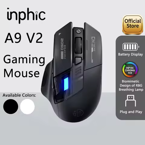 Inphic A9 PRO MAX New Three-Mode Wired/Wireless/Bluetooth Gaming Mouse 1000HZ Return Rate 12800DPI W