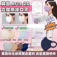 韓國 ARTE style standard fit mask 立體成人彩色口罩 (1套2盒共100個)