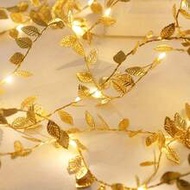 1pc 3.2/6.5/9.6/16.4Ft Simulated Golden Leaves Decorative String Lights,Battery Power Copper Wire De