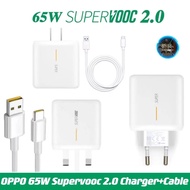 Original OPPO 65W Charger Supervooc Fast EU/US/UK Charger With USB Type-C Cable Super Vooc Fast Flash Charger Adapter For OPPO Realme X7 Oppo Reno 5 5G 3 4 Pro Find X2 ACE