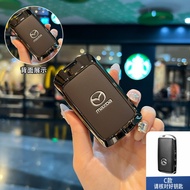Hợp kim kẽm da bò thật thông minh Xe chìa khóa thông minh trường hợp bìa Keychain cho Mazda 2 3 6 cx