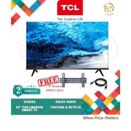 TCL Full HD Android Smart TV (32 Inch) LED HDR10 Android AI TV 32S65A *OPTION-ADD-ON TV BRACKET& HDM