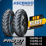 Ascendo Tubeless Motorcycle Tire Tubeless/ Den Pro 07 Ring 12 Sizes 100/90-12, 110/90-12 and 110/70-