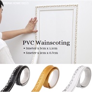 PVC Wall Skirting Wainscoting Imitation Gypsum Trim Moulding Waistline Decorative Stripe Baseboard J