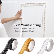 PVC Wall Skirting Wainscoting Imitation Gypsum Trim Moulding Waistline Decorative Stripe Baseboard Jalur Hiasan Dinding