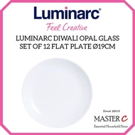 Luminarc Diwali Opal Glass Set of 12 Flat Plate Ø19cm