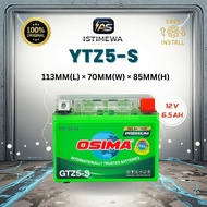 OSIMA GTZ5-S PREMIUM GREEN GEL Battery 12V 5AH | LC135 WAVE125 Y15 Y16 | GTZ5 YTZ4 YTZ5 YTZ5S | Moto