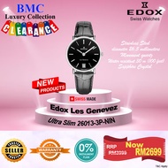 Edox Women's 26013 3P NIN Les Genevez Black Leather Date Watch