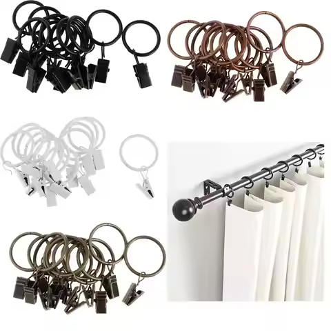 12 Pieces Metal Plated Drapery Curtain Clips, Diameter 25mm/32mm