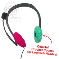 Colorful Woven Crochet Yarn Headset Covers for Logitech H110 H111 H151 H150 H370