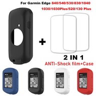 Cyclocomputer Protective Case + 2*  film For Garmin Edge 840 540 530 830 1040 1030 520 130 Silicone Screen Protection Cover